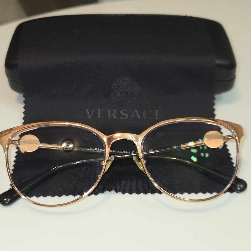 Versace VE 1271 Pink Gold Cat Eye Eyeglasses 54-18 Italy